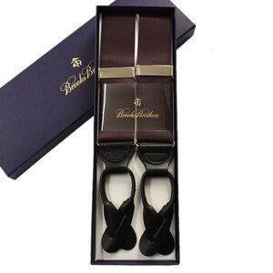 BROOKS BROTHERS Solid Maroon Braces Suspenders USA Silvertone Hardware NWT
